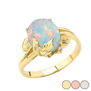 Simulated Opal Gemstone Oval Floral Ladies Ring In Gold Yellow/Rose/White - Picture 1 of 3