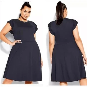 CITY CHIC Kleid Größe XXL Rüschen Schulterärmel Cocktail Party schwarz Neu mit Etikett - Bild 1 von 8