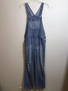 Old Navy Juniors Size XL Light Wash Blue Straight Jean Denim Overalls Pants - Picture 1 of 5