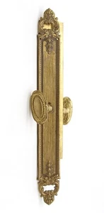 Vintage French Gilded Brass Oval Door Knob Set - Picture 1 of 9