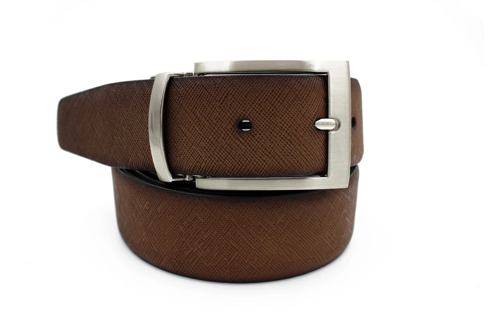 Marco Valentino Men's Cognac Saffiano Leather Dress Belt - Image 1 of 1
