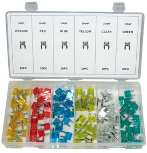 SICHERUNG Mini Flachsicherung 11 mm Typ FK1 Satz KFZ-Sicherungen Set 120-tlg. - Bild 1 von 1