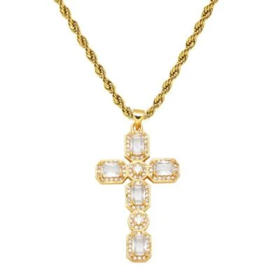 Gold plated cross pendant necklace, birthday gift, gift for her, religious - Image 1 of 4