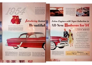1954 Hudson Hornet Club Coupe Red Older Couple Photo Vintage 2 Page Print Ad - Picture 1 of 1