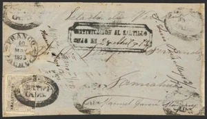 Mexico. Cover Yvert 53. 1873. 100 Ctvos Violet Gray. Certificate Front - Picture 1 of 1