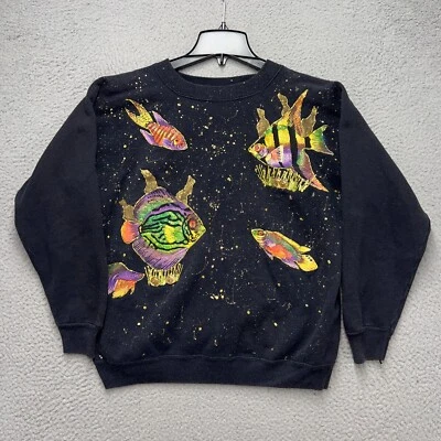 Sudadera Hanes Vintage Mujer Grande Negra Angel Fish Speckle Her Way De Colección Foto 1 de 4