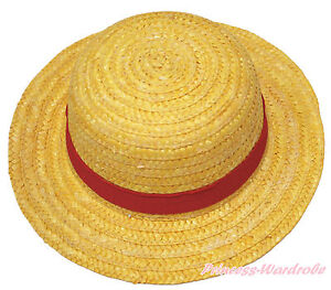 One Piece Yellow Red Ribbon Luffy Straw Hat Kids Cosplay Costume Accessory