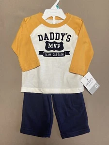 Carter’s Baby Boys 6 Mos. 2 Piece Set~Long Sleeve T-Shirt & Pants, New With Tags - Picture 1 of 6