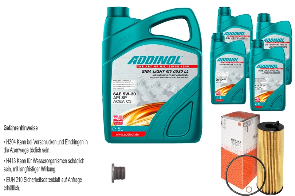 Mahle Inspección Set 9L Addinol Giga Light MV 5W-30 Para BMW X5 F15 F85 M50D - Imagen 1 de 1