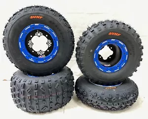 DWT G3 Black Beadlock Front Rear Wheels XC Sunf A035 Tires Yamaha YFZ450 Banshee - Picture 1 of 5