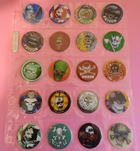 Pogs * 20 Skull Pogs * 1990s * Sheet included * Nice Variety - Picture 1 of 2