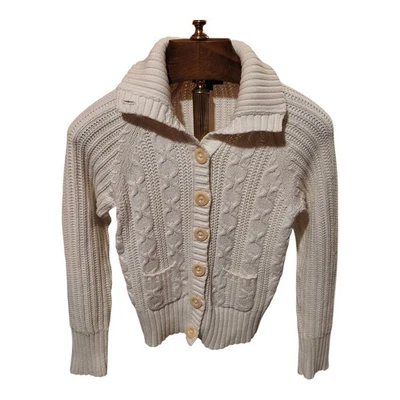 Y2K Gap Women’s Cable Knit Fisherman Cardigan Cream Large Buttons Size Small  - Image 1 of 4
