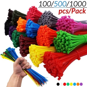 100/500/1000 Cable Ties Zip Tie Wraps Strong Nylon Various Size Colours - Picture 1 of 39