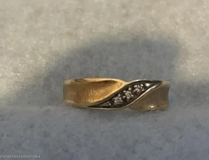 ALIANZA DE BODA VINTAGE DE ORO AMARILLO DE 14kt para hombre 3 diamantes talla 9,5 - Imagen 1 de 10