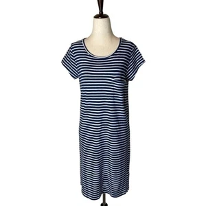 Joie Blue And White Striped Cotton Short Sleeve Pullover Mini T Shirt Dress S - Picture 1 of 7