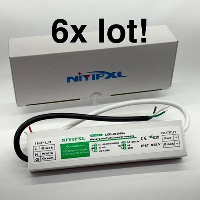 *6x Lot* LED Driver Transformers Waterproof 12V Power Supply IP67 60W Each NEW! - Image 1 of 4