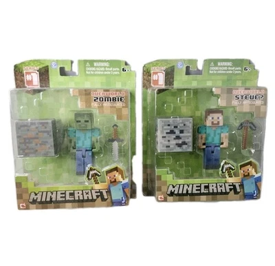 Steve Zombie Minecraft Figurine Set Overworld Action Figure Series #1 Toy Lot - Image 1 of 4