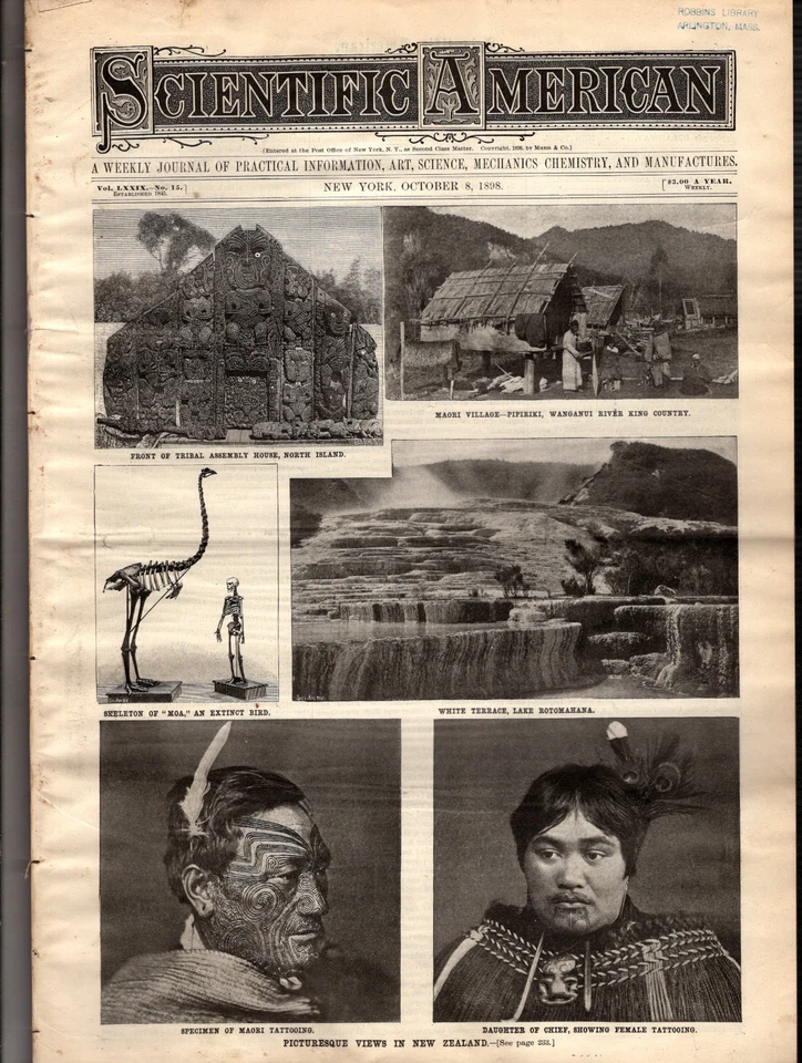 1898 Scientific American October 8 - New Zealand and Face tattooing; Prescott AZ - Image 1 of 1