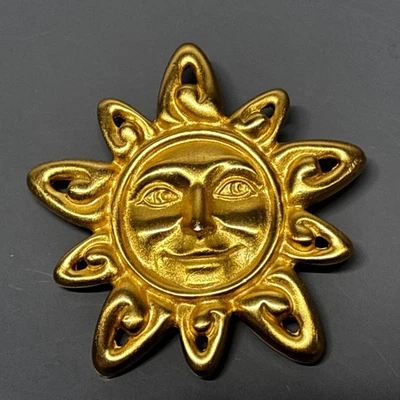 AK Anne Klein Broche Cara de Sol Tono Dorado Firmado Sunburst Joyería Disfraz Foto 1 de 4