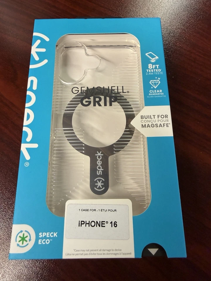 Funda Speck Gemshell Grip para iPhone 16 - Transparente - MagSafe - Nueva/Sellada Foto 1 de 1