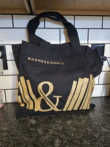 Barnes & Noble Organic 100% Cotton Black Gold Canvas Tote Bag Rewrap Collab - Picture 1 of 7