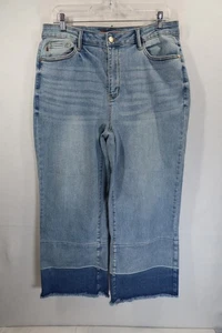 Judy Blue Damen blau weites Bein Crop ausgefranst Denim Jeans Größe 15/32 (32X25) - Bild 1 von 11