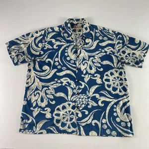 Camisa Hilo Hattie Manga Corta Abotonada Para Hombre Grande Azul Hawaiano Floral - Imagen 1 de 9