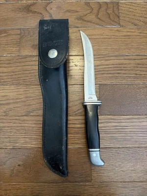 Cuchillo de hoja fija BUCK vintage hecho en EE. UU. + funda Foto 1 de 4