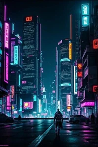 Digital Image Picture Photo Pic JPEG Mobile Wallpaper Background Cyber Punk City - Picture 1 of 4