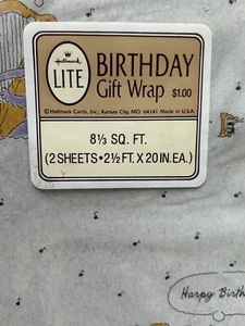 Vintage Birthday Gift Wrap Hallmark Lite Square 2 Sheets 8 1/3 Sq. Feet Total - Picture 1 of 10