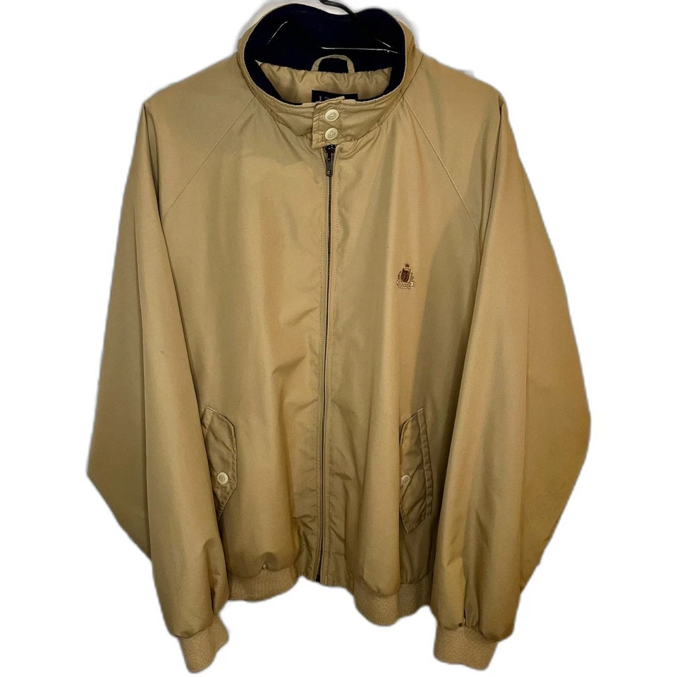 Chaqueta de Golf Bomber Harrington Vintage Para Hombre Talla LG Beige Izod - Como Nueva Foto 1 de 4