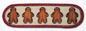Braided Jute Stenciled Stair Tread Rug. GINGERBREAD MEN. Earth Rugs. 27" x 8.25" - Picture 1 of 1