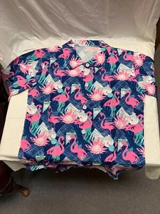 USKOY PINK FLAMINGO Hawaiihemd tropisch Blumen abstrakt Herren SS Größe SMALL - Bild 1 von 9