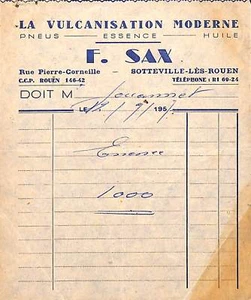 SOTTEVILLE-LES-ROUEN / SAX LA VULCANISATION MODERNE / FACTURE JOUANNET 1957 - Picture 1 of 1