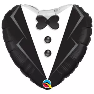 Tuxedo Groom Suit Wedding Heart Shape 18" Qualatex Foil Party Balloon Helium - Picture 1 of 3