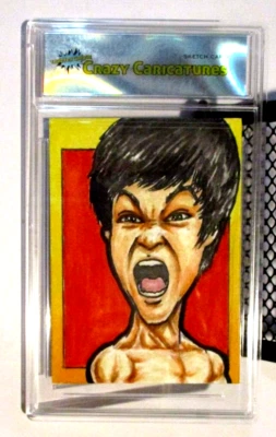 CRAZY CARICATURES BRUCE LEE ENTER THE DRAGON SKETCH CARD  1/1 T.BREYER UNIQUE - Image 1 of 3