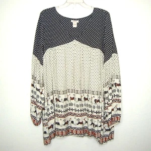 Sundance Womens V-Neck Boho Antelope Horse Border Print Tunic Size L - Picture 1 of 11