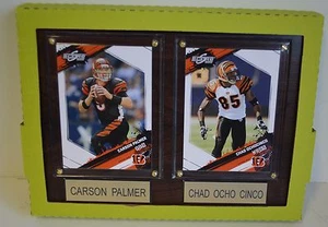 NFL Collect Cincinnati Bengals Card 2009 WOOD Double PLAQUE Palmer & Ocho Cinco - Picture 1 of 1