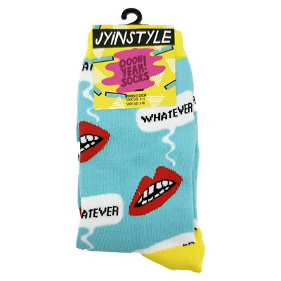 Oooh Yeah Blue Mouth Whatever Womens Crew Socks OSFM Size 9-11 Gift Her - Image 1 of 4