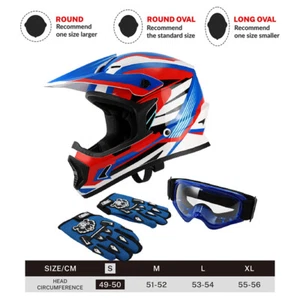 Dot Youth Kids ATV Motorcycle Helmet Full-Face Dirt Bike Cycling Goggles+Gloves - Picture 1 of 36