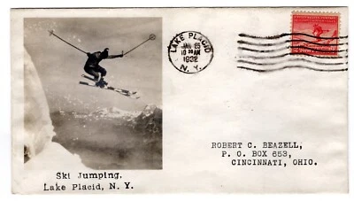 #716 Lake Placid Olympics 1932 First Day Cover Beazell Planty #25D Ski Jumping - Image 1 of 2