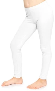 Girl's Cotton Leggings, White, Medium, Size 8 - Picture 1 of 4