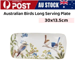 30x13cm Australian Birds Blue Wren Long Serving Plate Fine Bone China Plate 1PCS - Picture 1 of 2