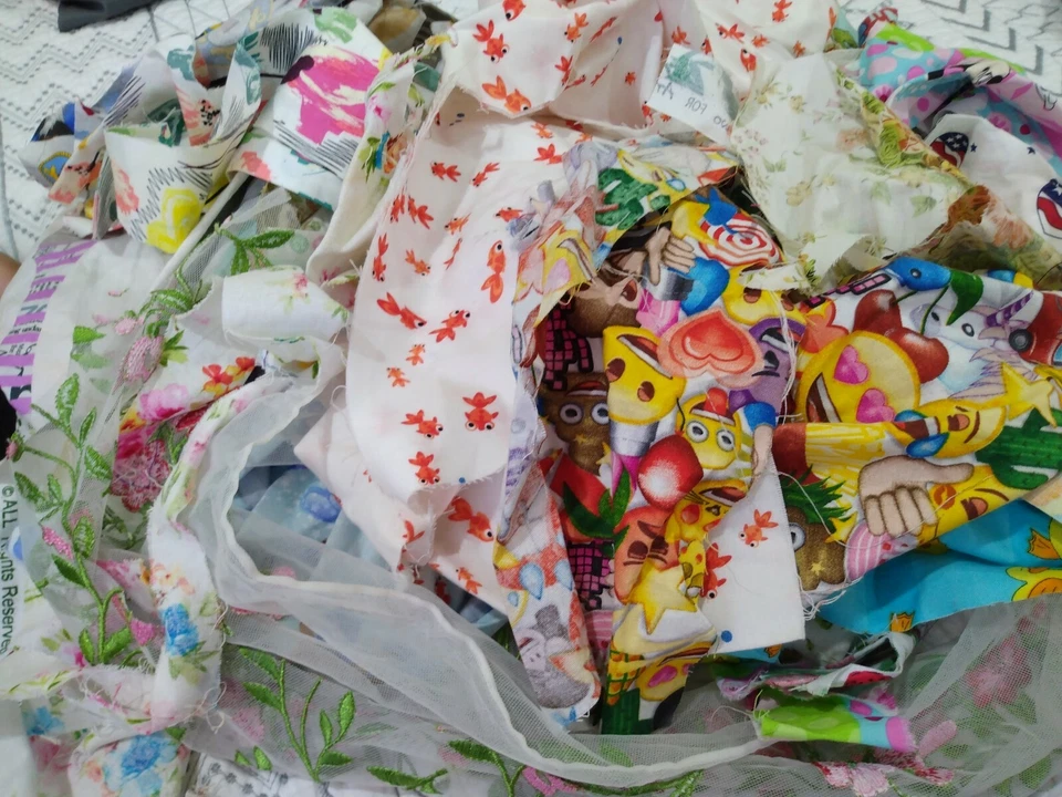 Scrap Fabrics Sewing Quilting Crafts Cotton random lot emoji fish Minnie flags - Image 1 of 1