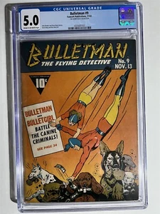BULLETMAN #9 FAWCETT PUB EDAD DE ORO 1942 CGC ¡CALIFICADO 5,0! COLECCIÓN BOBBY AZUL - Imagen 1 de 2