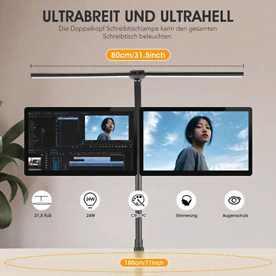 LED Schreibtischlampe Doppelkopf Tischlampe Dimmbar Leselampe Büroleuchte Lampe - Bild 1 von 4