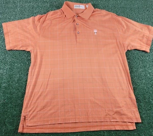 Fairway & Greene Men's L Short Sleeve Polo Shirt Orange Plaid 100% Cotton - Picture 1 of 8