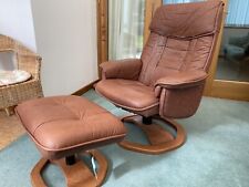 Danish Built Swivel Armchairs With Foot Stools.  3 Available.