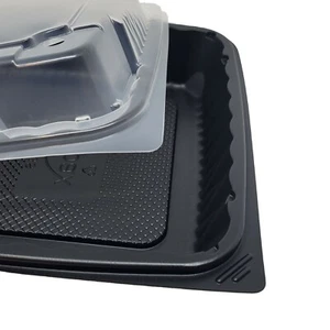 Ecopax PP Pebble Box Food Container Serving Tray with Vented Lids 150 sets/ctn - Picture 1 of 11