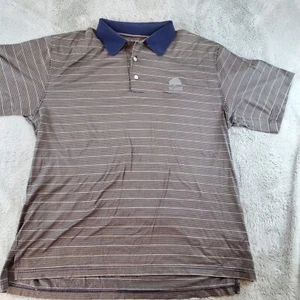 Ben Hoagan Mens Shirt Sz M Golf Polo Blue Gray Striped Double Mercrized Talamore - Picture 1 of 7